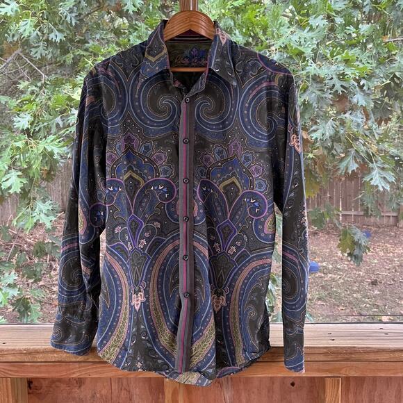 Robert Graham Men's Green Paisley Print Button Down Shirt Size L - Picture 1 of 9